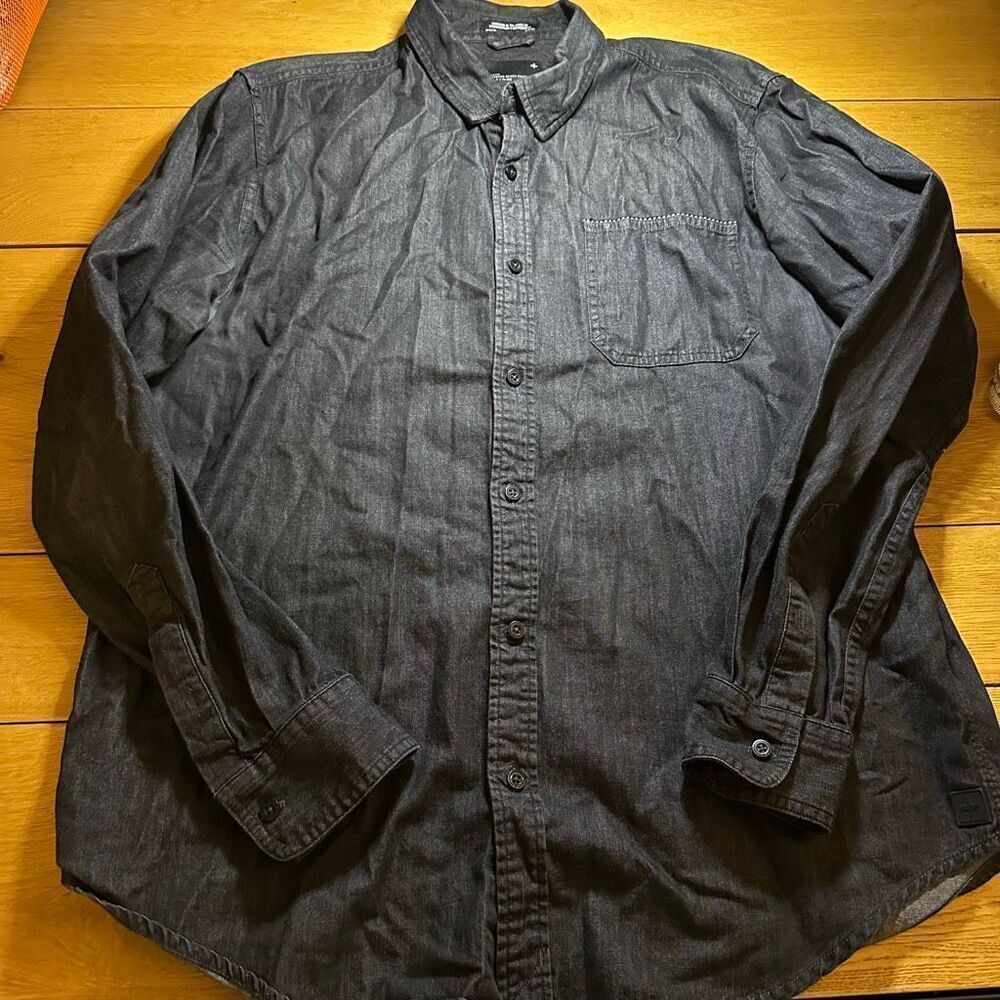 Tavik long sleeve black jean button up xl